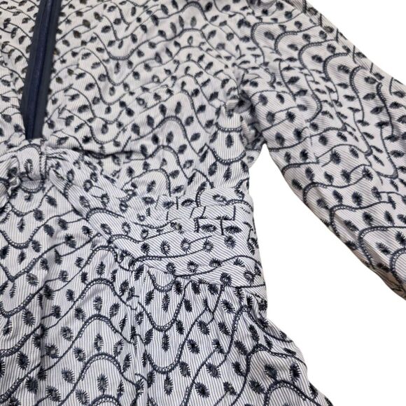 Derek Lam 10 Crosby Blue Eyelet Plunge Neo Blouse 2 - Picture 4 of 5